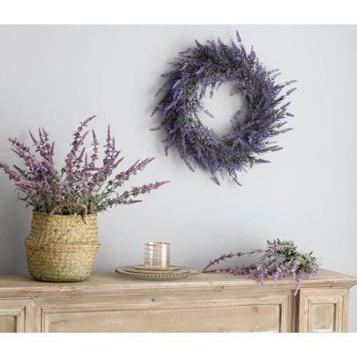 Round Lavender Wreath 18 inch Artificial Green Wreath Indoor Front Door Home Wall Window Wedding Farmhouse Party Festival Decor
