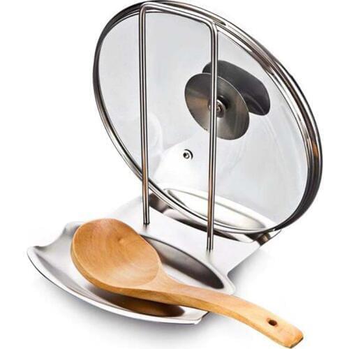 1Pcs Kitchen Accessories Stainless Steel Pot Lid Shelf Kitchen Organizer Pan Cover Lid Rack Stand Sponge Spoon Holder Dish Rack