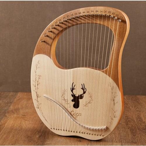 Lyre Harp Cega 21 Strings Lyre Harp Box Wooden Mahogany Musical Instrument with Tuning Wrench Strings Picks Stringed instruments