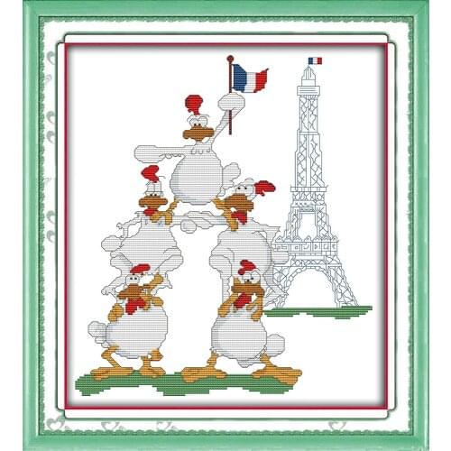 The confident cock cross stitch kit bird cartoon animal 14ct Pattern printed DMC embroidery handmade needlework craft supplies