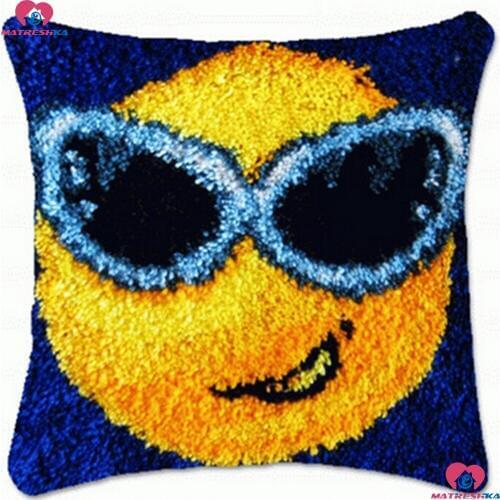 Diy embroidery Pillowcase Latch Hook Rug Kits Printed Canvas Decorative Glass face Pillow DIY Embroidery Cushion accessories Kit