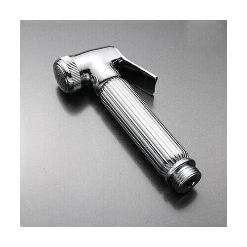 Chrome plated handheld bidet shower faucet set, Copper toilet flushing device suit, Sliver bathroom wall mounted bidet spray set