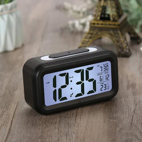 Electric Desktop Table Clock Electronic Alarm Clock Digital Big LED Screen Desk Clock Data Time Calendar Temperature Desk Watch