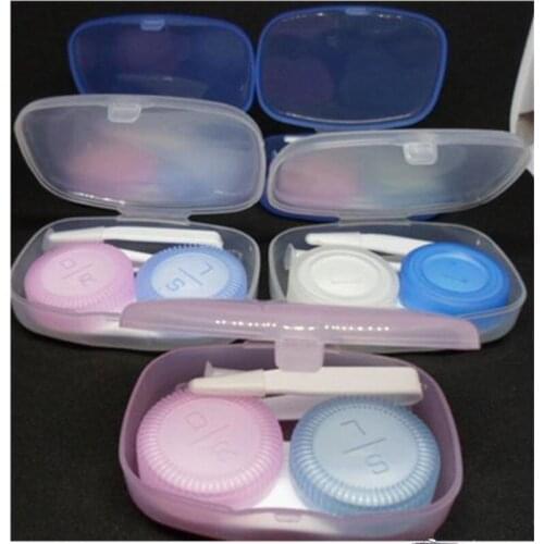 Cheap 5pcs Portable Full Contact Lens Kit Cases Left Right Eye Different Color Nip Lightweight Smooth