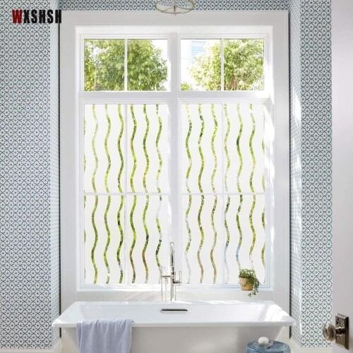 2M Long Wave type pattern Opaque Frosted Decorative Window Film Vinyl Static Cling Self adhesive Privacy Glass Window Stickers