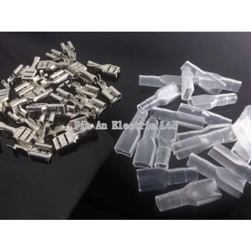 100pcs/lot 6.3mm Crimp Terminal Splice G9 Female Spade Connector Splice With Case