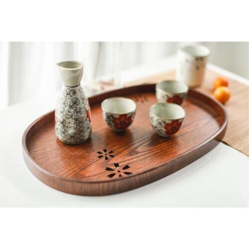 Oval tray Household wooden tray for wine utensils food tray