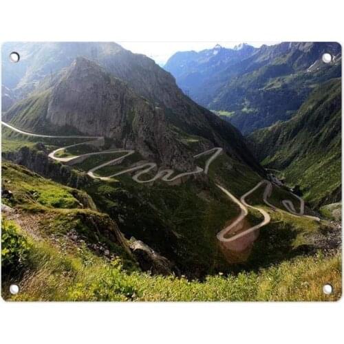 Playdiss Curved Mountain Road Metal Tin Sign Wall Plaque for Home Decor Poster 12 X 8 Inches