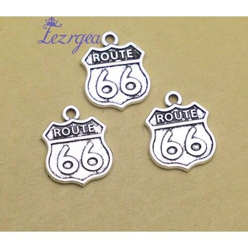 20pcs/lot--18x14mm, route 66 cham,Antique silver plated route 66 charms,DIY supplies,Jewelry accessories
