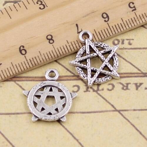 25pcs Charms Star Pentagram 19x18mm Antique Silver Pendants Making DIY Handmade Tibetan Silver Finding Jewelry For Bracelet