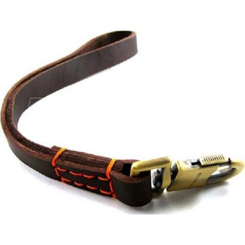 HSWLL Cowhide Leather dog leash Golden German Shepherd Retriever short leash dog leash Pet supplies large and medium sized dogs