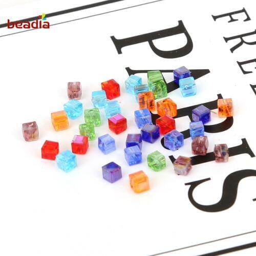 2/3/4/6/8mm Multicolor Czech Loose Rondelle Crystal Glass Cube Beads For DIY Jewelry Crafts Sewing Clothing Accessories