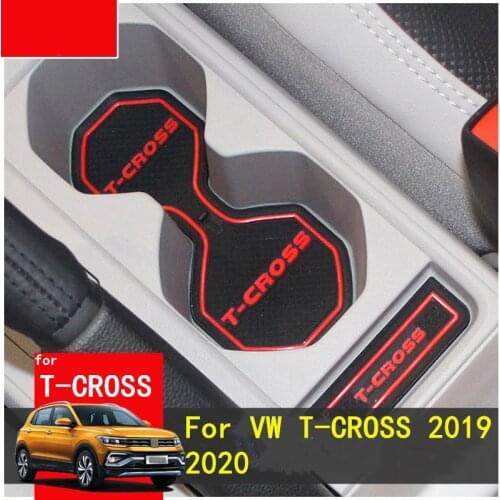 Rubber Mat Lnterior Anti Slip Mat Door Slot Pad Cup Cushion Groove Mat For Volkswagen T-CROSS 2019 2020 Car Accessories 15pcs