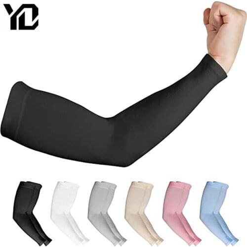 1Pair Unisex Arm Sleeves UV Sun Protection Cooling Ice Silk Arm Sleeves Cover Outdoor Cycling Running Fishing UV Protection