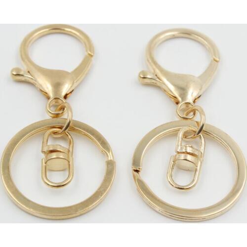 Silver/Gold Big Lobster Clasp Tone Key Chains & Key Rings Round Split keychain For Wedding Party Favors Gifts LX8412