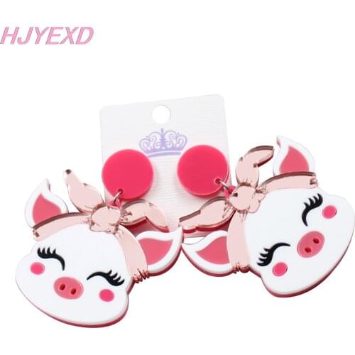 1pair) HP059- Farm Animal Piglet Earrings Pink Pig Laser Cutout Girl Birthday Acrylic Little Piggy Earrings