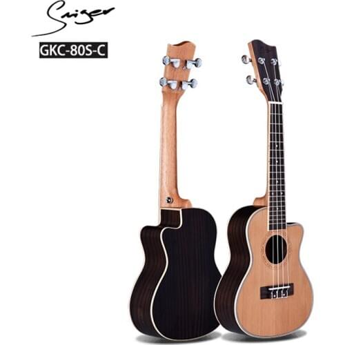 Simger 1Pc Solid Cedar Ukulele GKC-80S 24" Concert Cutaway Ukulele Hawaii For Beginner Profession Gifts Guitar Music Instrument