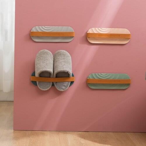 Slipper Rack Perforated Bathroom Wall-Mounted Paste-Type Drain Shoe Rack Bathroom Door Shoe Storage Storage Space