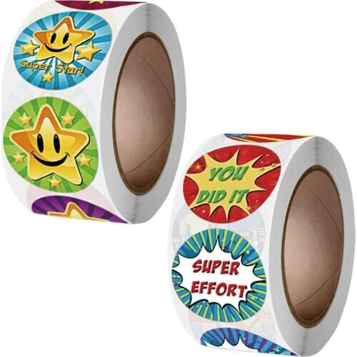 Super Star Expression Reward Stickers Wow Crack Label for Kids School Teachers Children Stationery Scrapbook Birthday GIft Seal