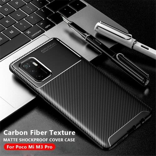 Carbon Fiber Texture Case For Xiaomi Poco M3 Pro Xiomi PocoM3 Poko Poxo Pocco Pocophone M 3 M3Pro Matte Shockproof Covers Coque