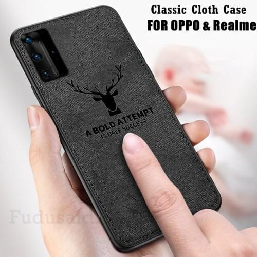 Classic Cloth Case For Realme 7 6 5 Pro C3 C11 C12 C15 OPPO A15 A73 A93 A53 2020 A31 A52 A72 Soft Cover 3D Relief Elk Deer Shell