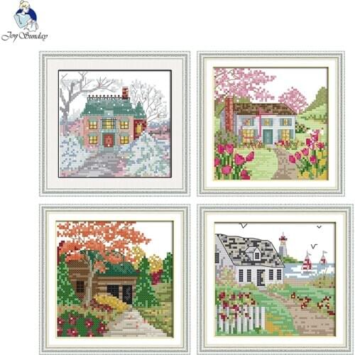 Four seasons hut Cross-stitch Patterns DIY Handmade Embroidery aida Cross Stitch kit Sale Home Decoration Send Gift