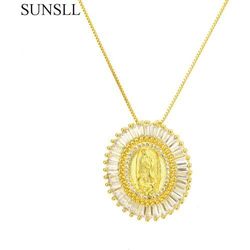 SUNSLL 3 Color Copper necklace White Color Cubic Zirconia Oval Pendant Necklaces for Women Fashion Jewelry CZ Colar Feminina