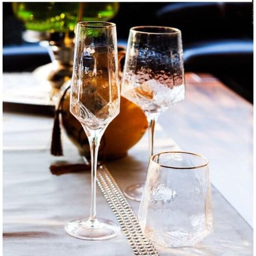 Gold, Hammered, Champagne Glasses, Wine Glasses, Goblet-Champagne Glass