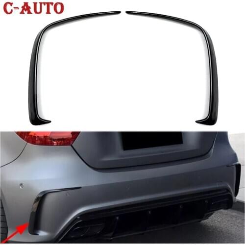 1Pair Car Black Rear Bumper For Benz W176 A200 A250 A45 Hatchback Sport 2014-2018 Gloss Black Rear Bumper Spoiler Canards Vents