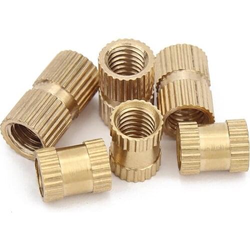 10/50Ps Solid Brass Pure Copper Metric Thread Injection Molding Knurl Insert Nut M2 M2.5 M3 M4 M5 M6 M8 M10 Nutsert Embedded Nut