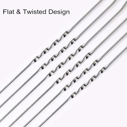 10x Stainless Steel Barbecue Skewers Anti-Rust Reusable BBQ Skewers with Wooden Handle