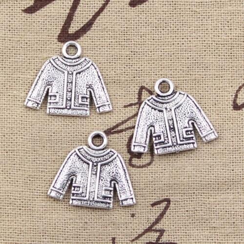 12pcs Charms Cloth Sweater 19x22mm Antique Silver Color Plated Pendants Making DIY Handmade Tibetan Silver Color Jewelry