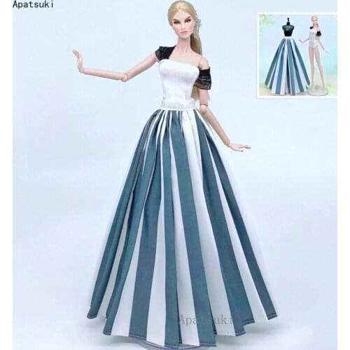 2pcs/set White Swimwear For Barbie Doll Clothes Monokini Swimsuit Underwear & Striped Skirt Dress 1/6 Dolls Accessories Toys DIY