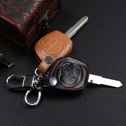 2016 High quality 100% leather 2 buttons remote control key set for Suzuki sx4 swift liana large vitara key cover auto parts
