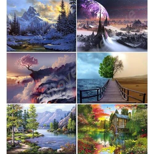 5D DIY Full Square Diamond Painting Outer space landscape Diamond Embroidery Christmas Rhinestones Mosaic Home Decoration FG1594