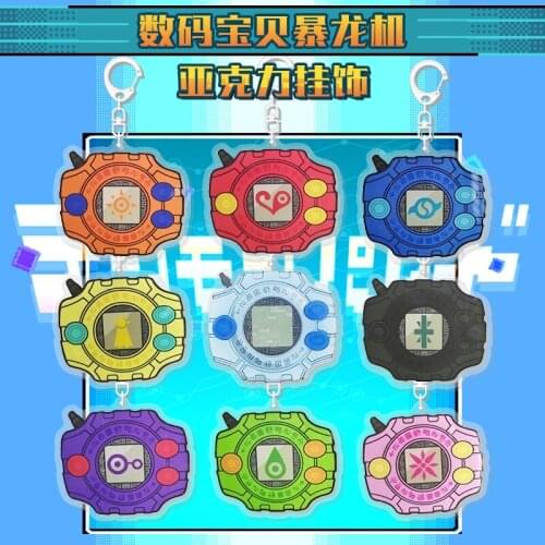 Anime Digimon Adventure Acrylic Keychain Cosplay Taichi Agumon Yamato Sora Takeru Hikari Digivice Key rings Pendant Props Gifts