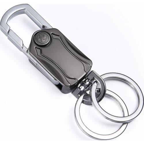 Kayme Car Key Chain Black Aluminum Alloy, Mult-function Auto Key Ring with Corkscrew and Fingertip Gyro, Creative Gift for Man