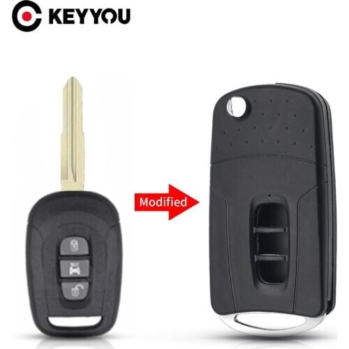 KEYYOU Replacement Modified Flip Folding 3 Buttons Remote Car Key Shell Fob Case For Chevrolet Captiva With Uncut Blade