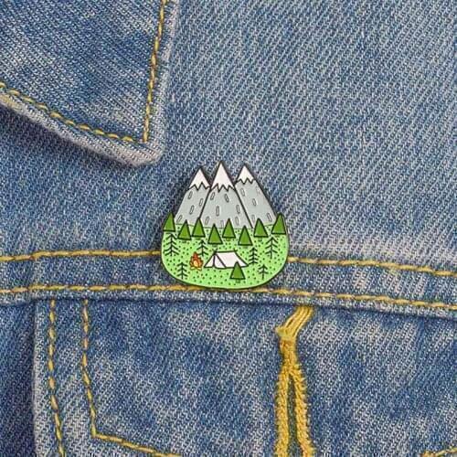 Mountains Wood Jungle Brooch Peak Nature Forest Camping Adventure Amateur Enamel Pin Badge Hat Bag Accessories Fashion Jewelry