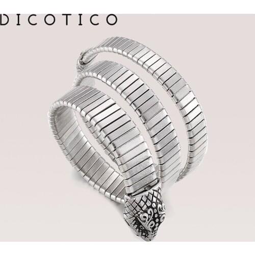 DICOTICO New Animal Snake Charm Bracelets For Women Polished Stainless Steel Cool Girl Three Layers Pulseira Feminina Jewelry