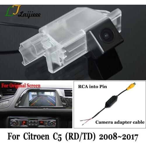 For Citroen C5 RD TD 2008~2017 HD Car Rear Backup Reverse Camera & RCA Camera Adapter Cable With Filter Compatible OEM Monitor