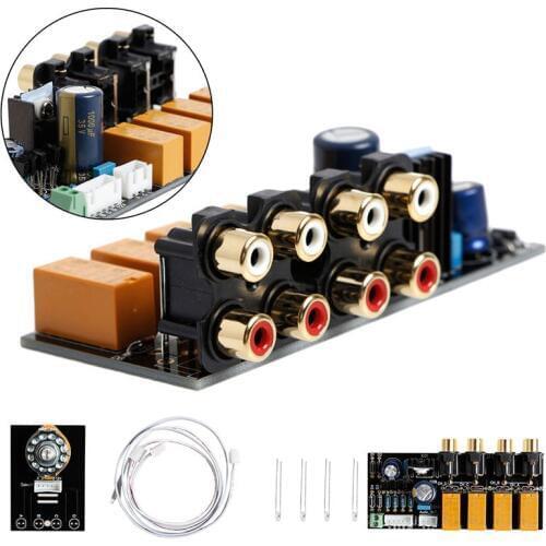 Double-sided 4 Channel Stereo Audio Input Signal Selector Relay Board Signal Switching Amplifier Board RCA For Speakers