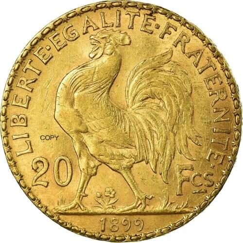 France 1899 20 Francs Gold Marianne Rooster Third Republic Brass Metal Copy Coin Liberte Replica Production