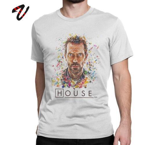 Printed Tee Shirt House MD Pills Funny T Shirts Men Hugh Laurie Short Sleeve Tops Graphic Cotton O Neck T-Shirt Plus Size Camisa