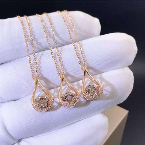 Huitan Delicate Teardrop Shaped Pendant Necklace Women Fashion Design Temperament Ladys Accessories Brilliant CZ Stone Jewelry