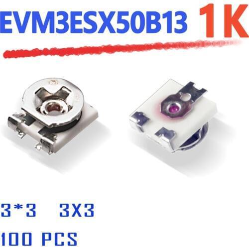 JASNPROSMA Power Supply EVM3ESX50B13 1K 3X3 100PCS SMD evm3esx50b 3*3 3mmX3mm square variable Rheostat origina trimmer