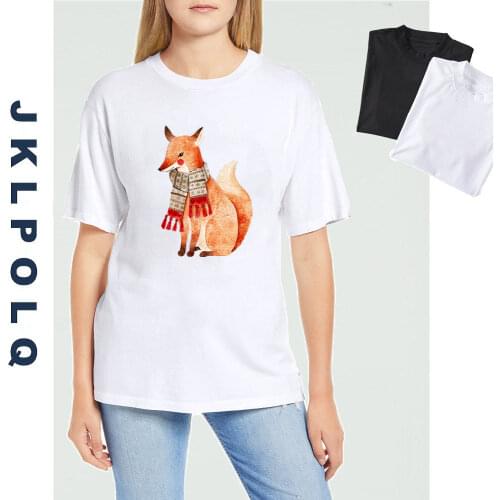 JKLPOLQ Women‘s T-Shirt Funny Animal Cartoon Graphics Woman Short Sleeve Summer Girls Cotton Tops Casual Tee