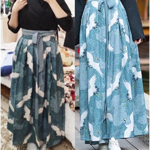 Kimono Yukata Women Dress Japanese Style Crane Print Kawaii Girls Sakura Vintage Party Japan Dance Cosplay Costume Samurai Blue