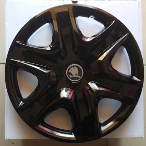 Car Wheel Cover 15 inch Piano Bright Black Hub Caps For Skoda Rapid Octavia R15 inch 4pcs/set With Replacement Emblem