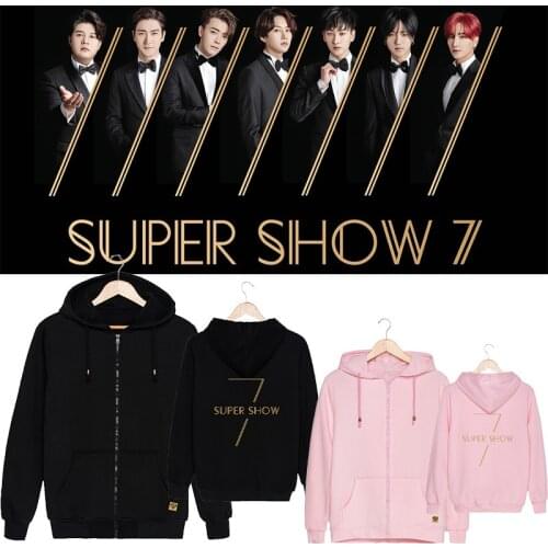 Kpop SUPER JUNIOR SUPER SHOW 7 Unisex Zipper Hoodies Casual Sport Zipper Coat